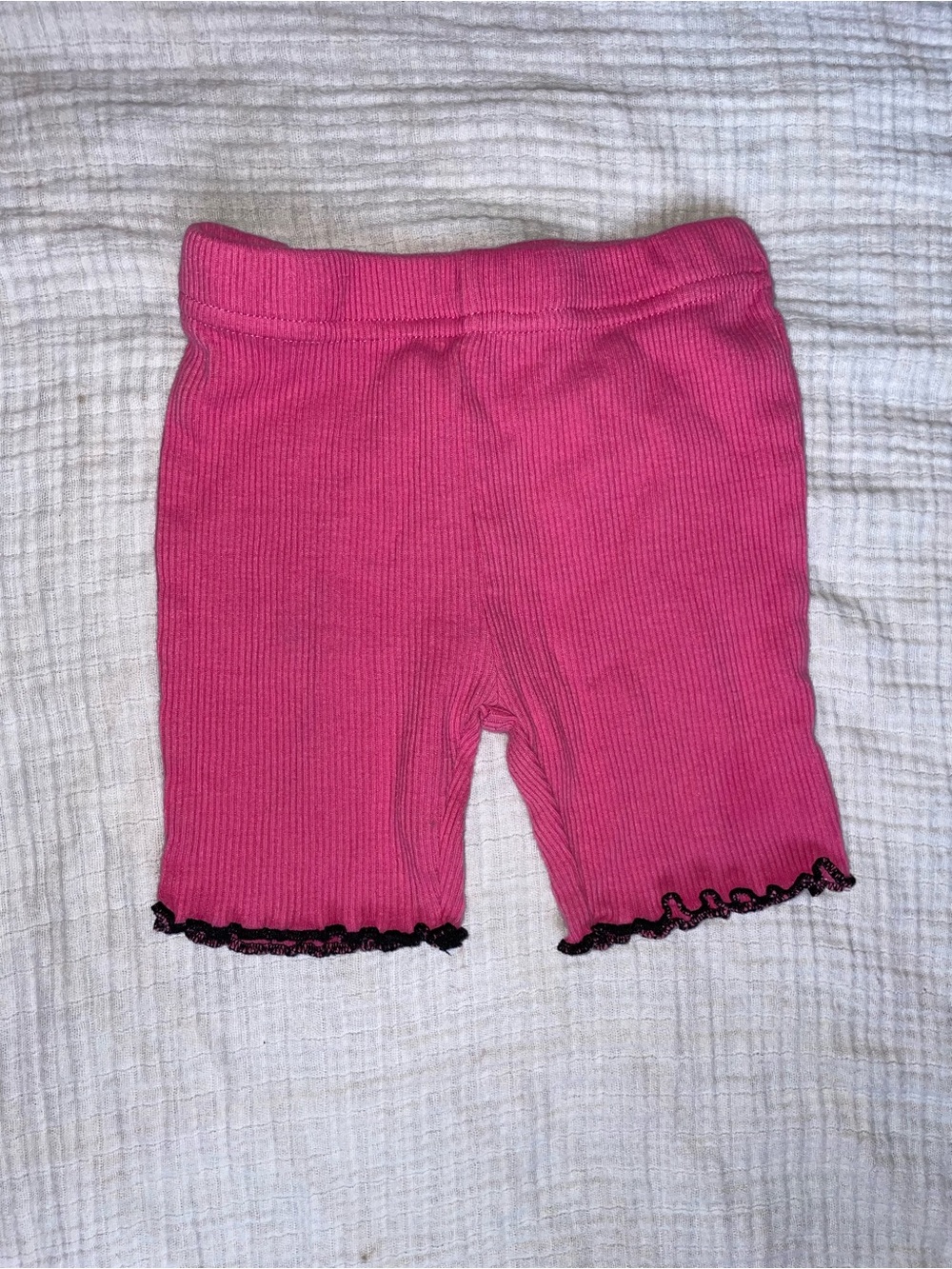 Disney Pink Ribbed Baby Shorts with Black Trim